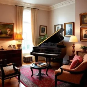 Grand Piano Corner for Refined Vintage Luxury