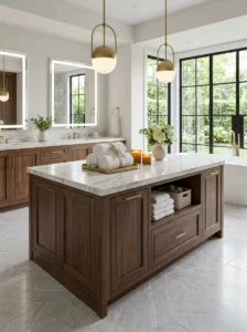 Add a Functional Bathroom Island for Extra Storage
