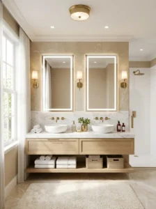 Family Bathroom Ideas With Double Mirrors and Better Lighting