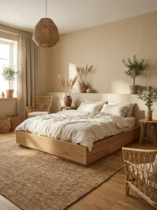 Bedroom With Natural Materials And Organic Decor