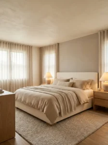 Bedroom with Soft Ceiling Colors