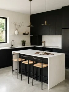 Black Kitchen With A Timeless Minimal Decor Style