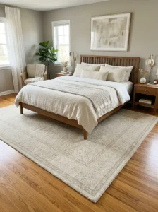 Border Rug Placement That Frames Your Bed Beautifully