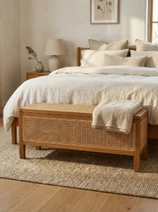 Cane-Wrapped Bench for Timeless Texture