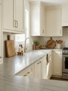 White Cabinets With Soft Gray Countertops