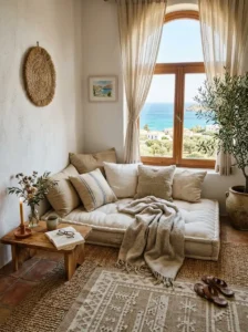 Cozy Floor Seating Corner for Relaxed Mediterranean Living