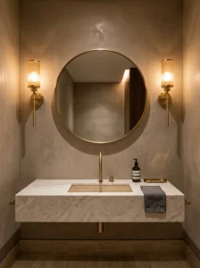 Restaurant Bathroom Ideas With Designer Wall Sconces