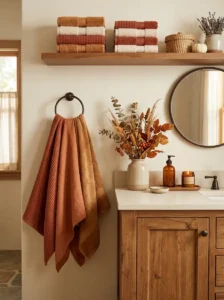 Display Seasonal Hand Towels in Warm Colors