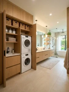 Family Bathroom Ideas With a Built-In Laundry Area