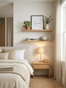 Floating Shelves for Simple Bedroom Styling
