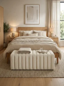 Fluted Upholstered Bench for Modern Sophistication