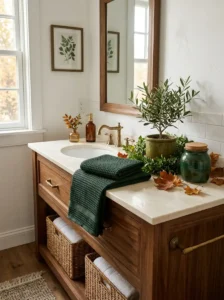 Bring in Deep Green Accents for Rich Contrast
