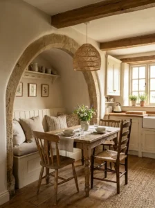 Arched Kitchen Nook with Farmhouse Charm