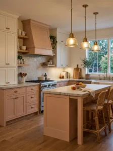 Soft Peach with Cream and Natural Stone