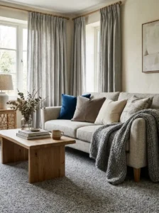 Mix Linen, Wool, and Velvet for Rich Texture