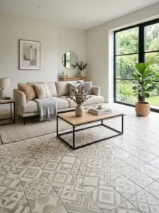 Patterned Tiles for a Creative Living Room Design