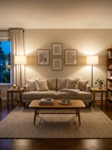 Use Matching Floor Lamps to Balance the Seating Area