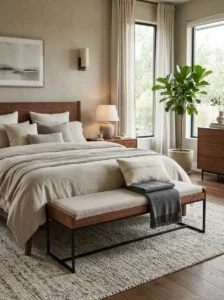 Mixed Material Bench for Contemporary Balance