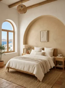 Curved Arch Wall Design for a Soft Mediterranean Bedroom Feel
