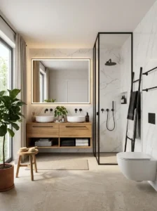 Modern Family Bathroom Ideas With Black Fixtures