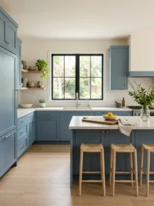Dusty Blue with Soft White Walls