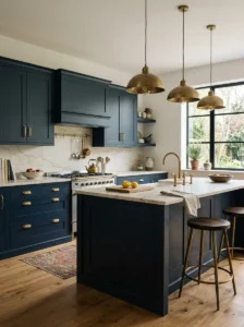 Moody Navy Blue with Warm Brass
