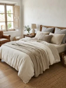 Natural Linen Bedding for a Relaxed Bedroom Atmosphere