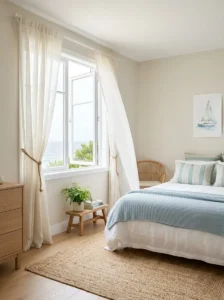 Open Window Bedroom Layout for Fresh Coastal Energy