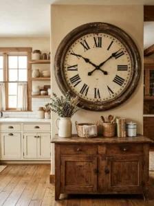 Oversized Vintage Wall Clock as a Statement Piece