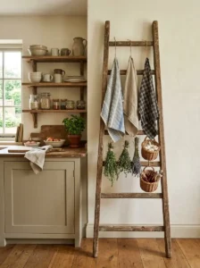 Rustic Wooden Ladder for Decorative Storage