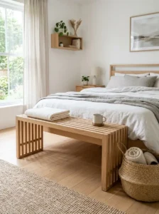 Slatted Wood Bench for Airy Simplicity