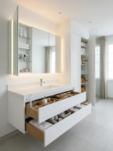 White Bathroom Ideas With Smart Hidden Storage