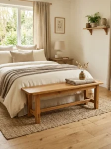 Solid Oak Bench with Handcrafted Character