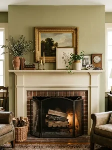 Decorative Fireplace Mantel with Collected Treasures