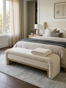 Wrapped-Edge Upholstered Bench for Seamless Elegance