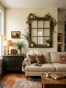 Antique Window Frames as Decorative Wall Features