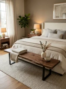Walnut Slab Bench for Rich Natural Warmth