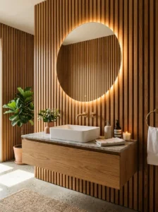 Create a Warm Accent Wall Using Vertical Wood Slats