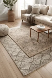 Layered Rugs Over Simple Flooring for Added Texture