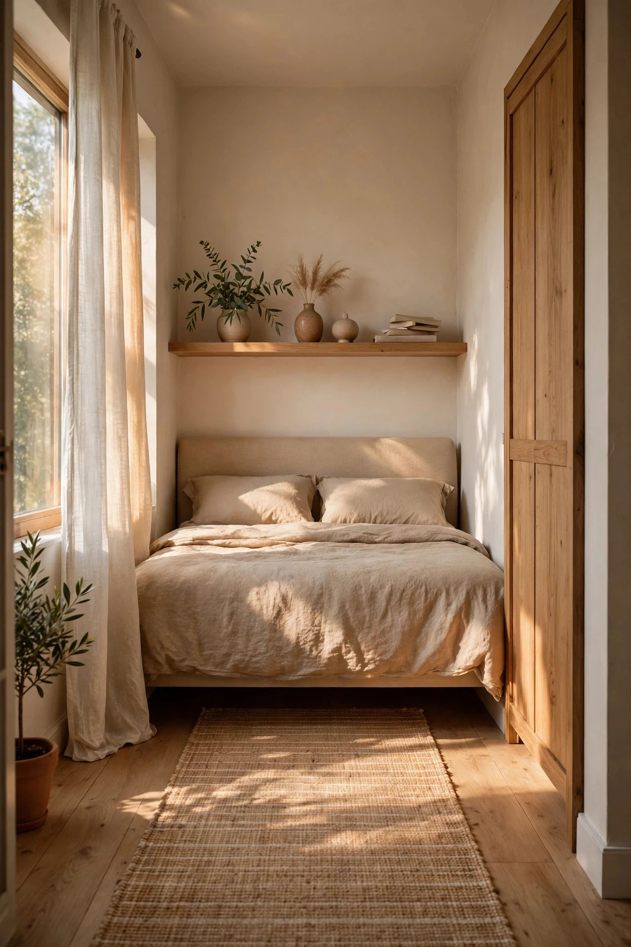 Solve a Narrow Room by Turning the Bed Across It - bedroom inspiration ideas