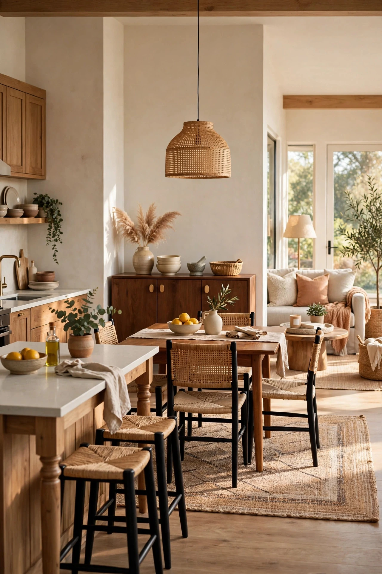 Zone an Open-Plan Dining Area With Light and Furniture - dining room decor ideas