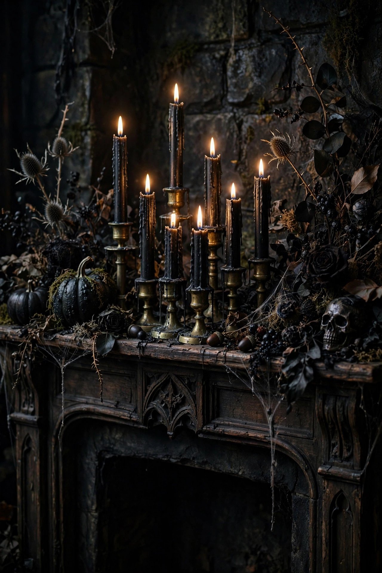 How Do You Style Black Taper Candles the Gothic Way? - gothic halloween decor ideas