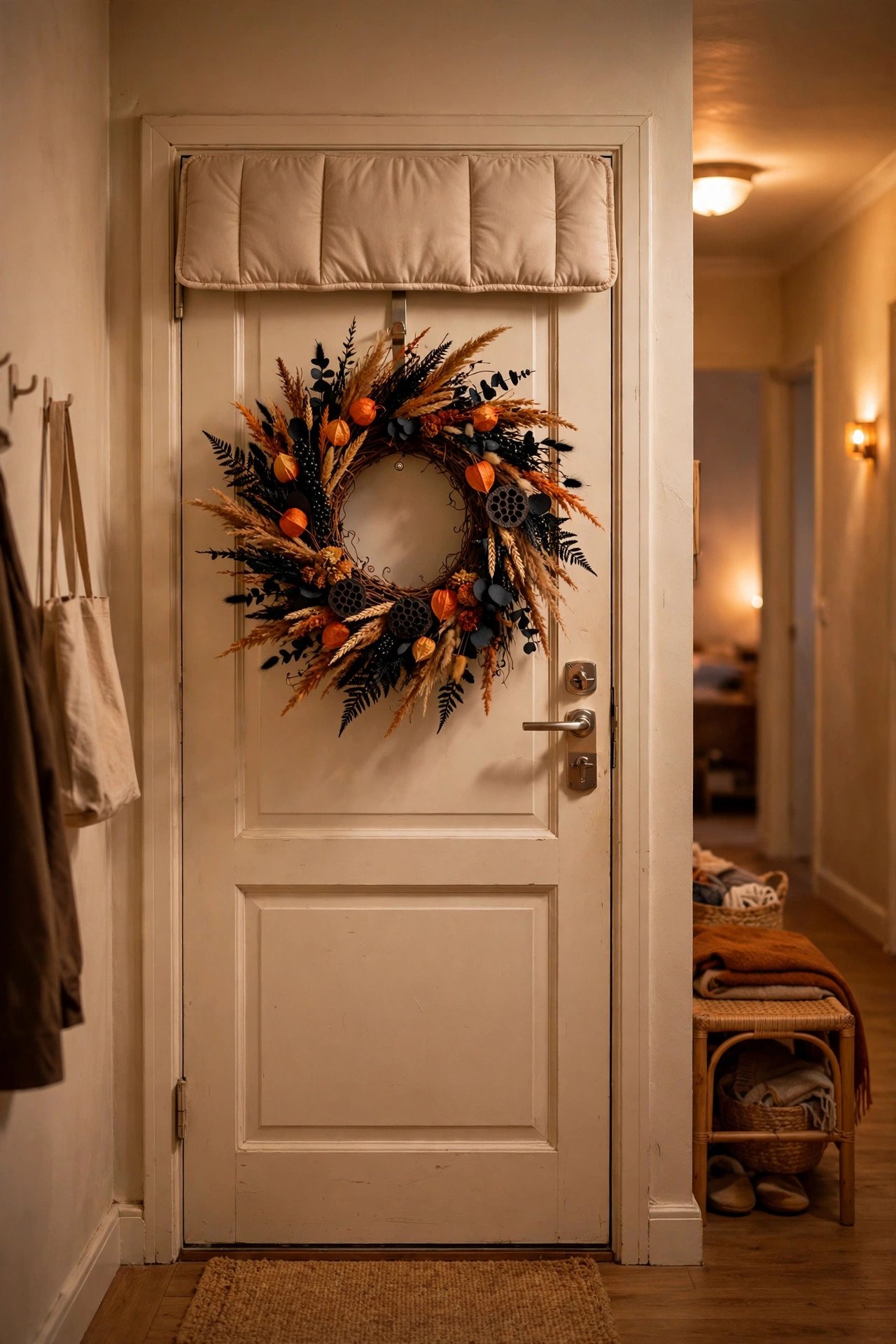 How Do You Make a Front Door Festive When You Can't Touch It? - halloween apartment decor ideas