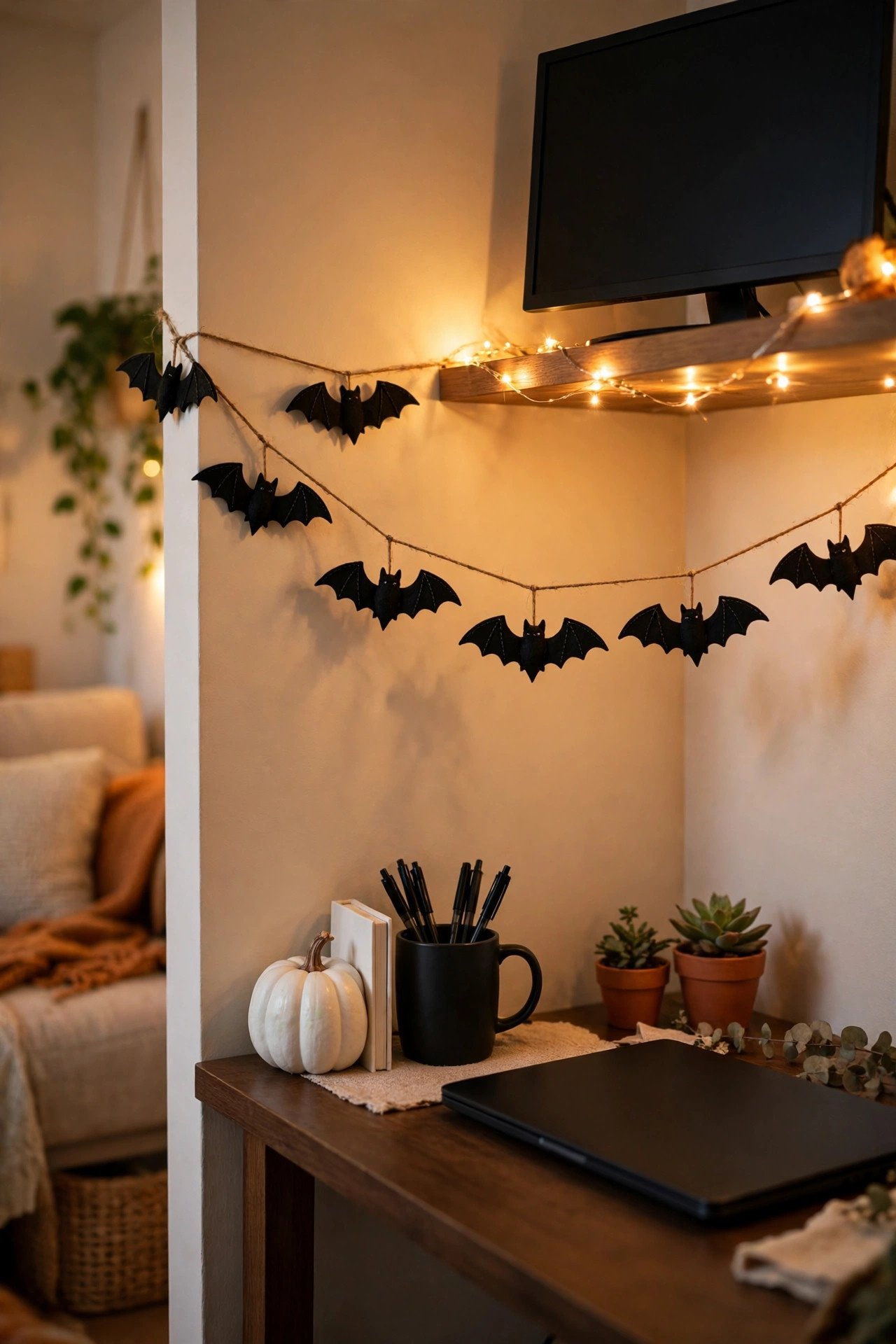 How Do You Decorate a Home-Office Corner in 500 Square Feet? - halloween apartment decor ideas