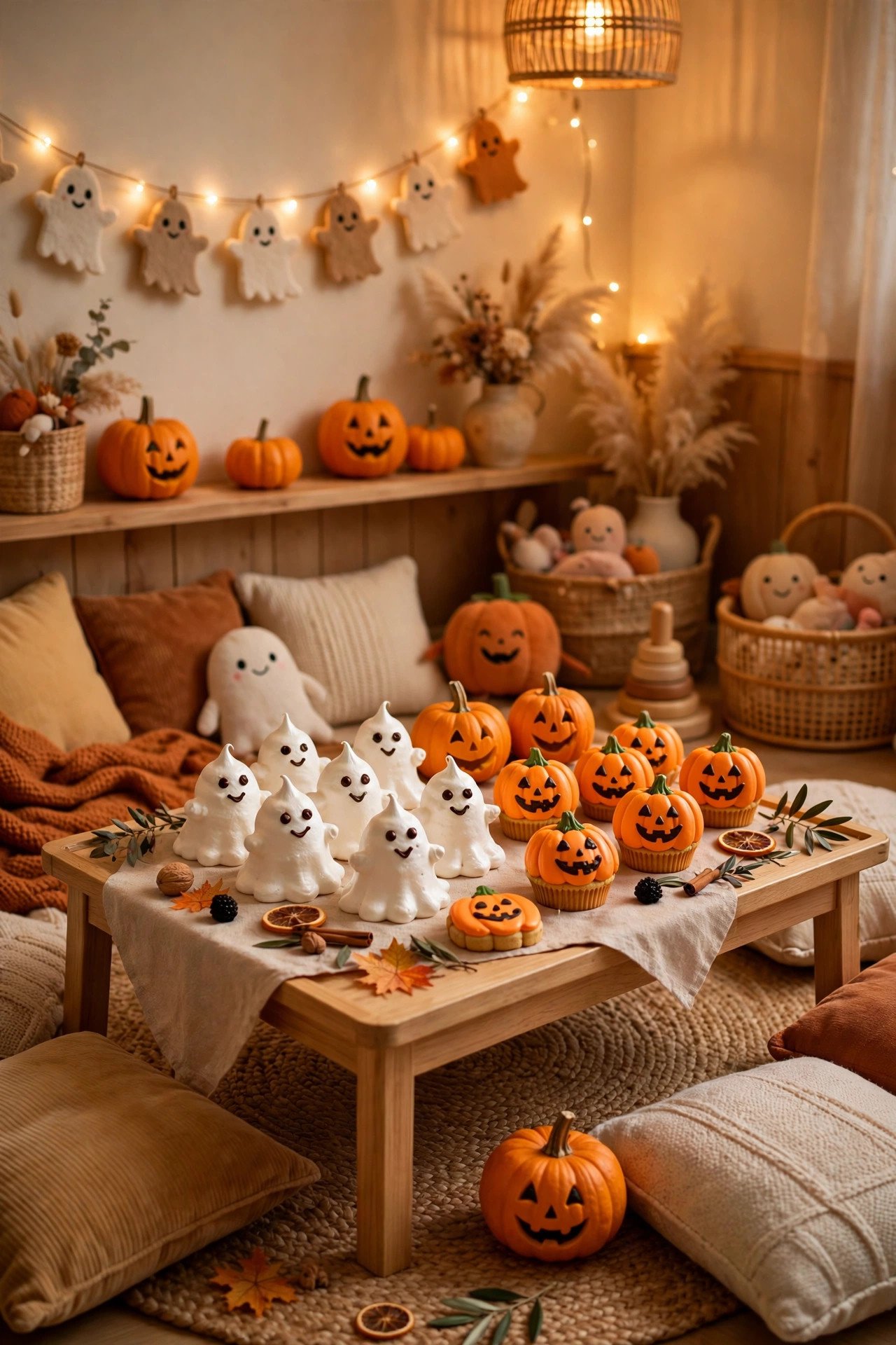 A Kids' Corner at Low Height with Friendly Treats - halloween dessert table decor ideas