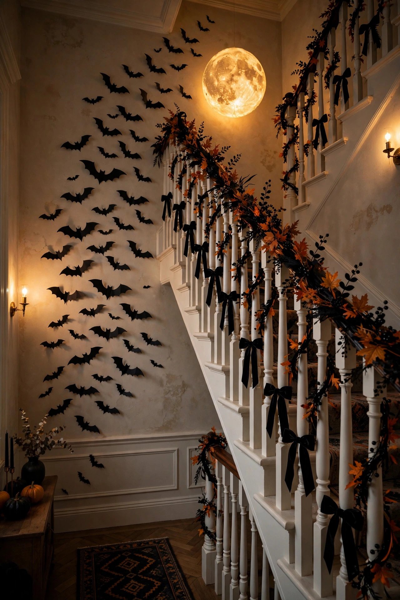 What Should You Do With the Stair-Adjacent Wall? - halloween entryway decor ideas