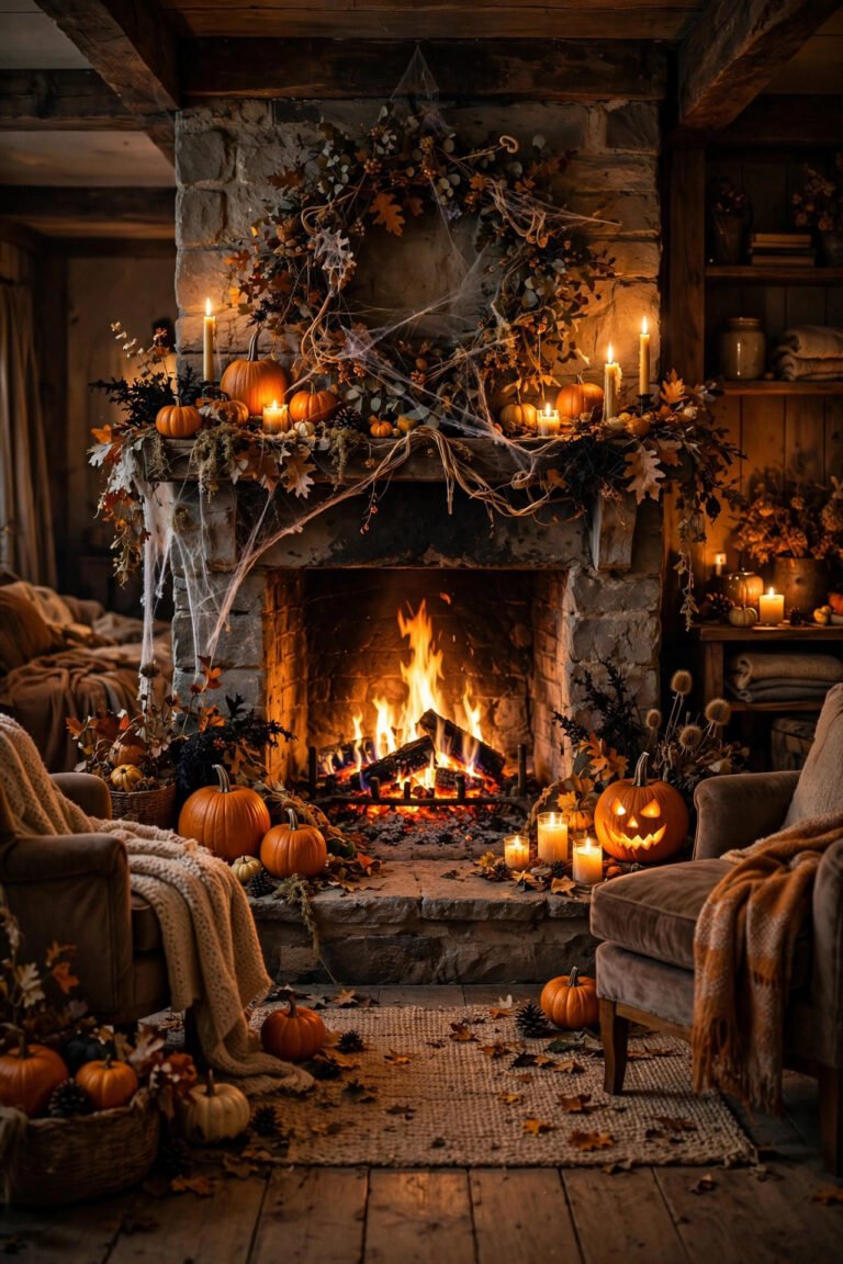 22 Halloween Fireplace Decor Ideas for a Haunted Hearth