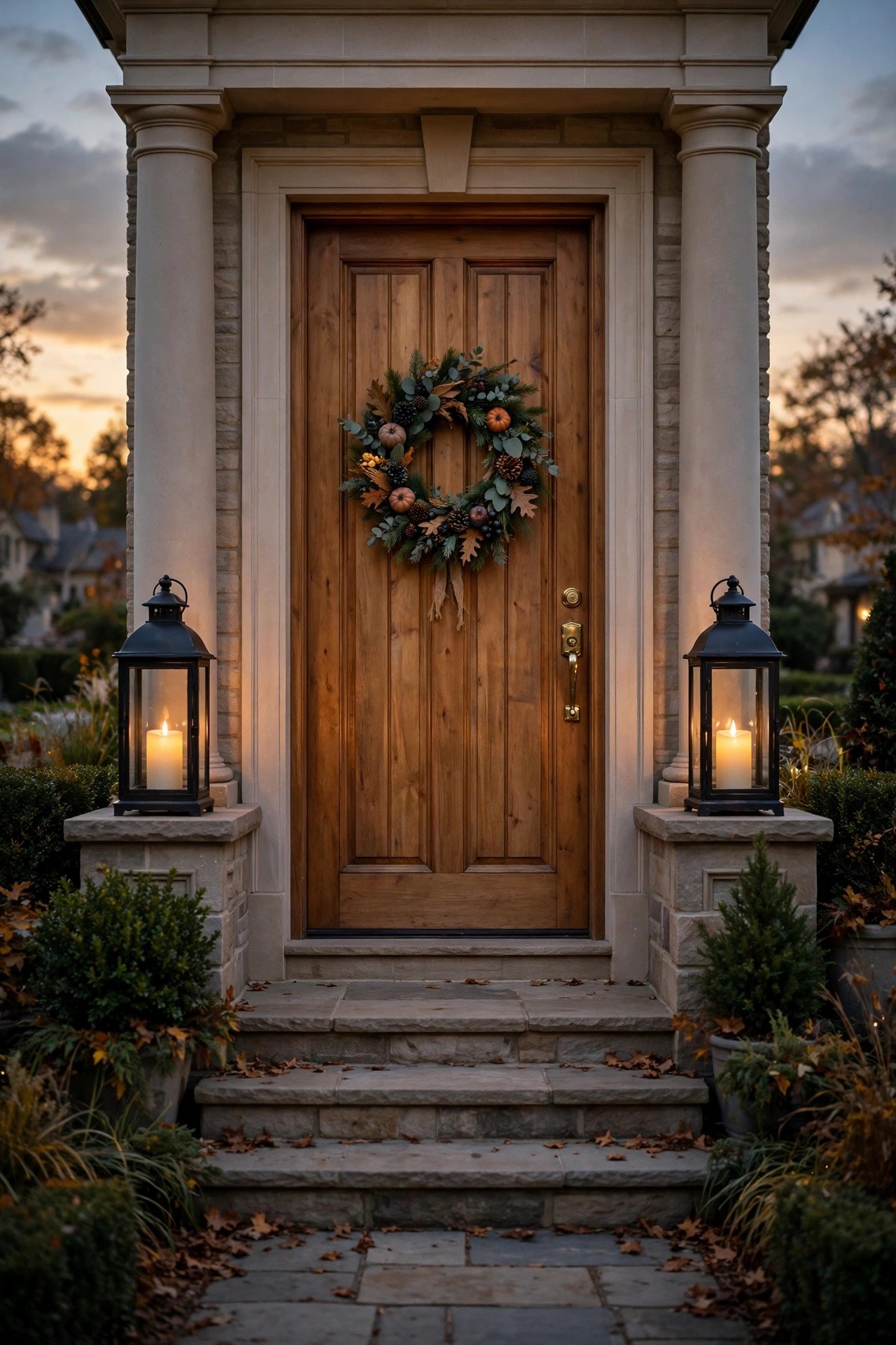Why Do Lanterns Flanking a Door Work So Well? - halloween front door decor ideas