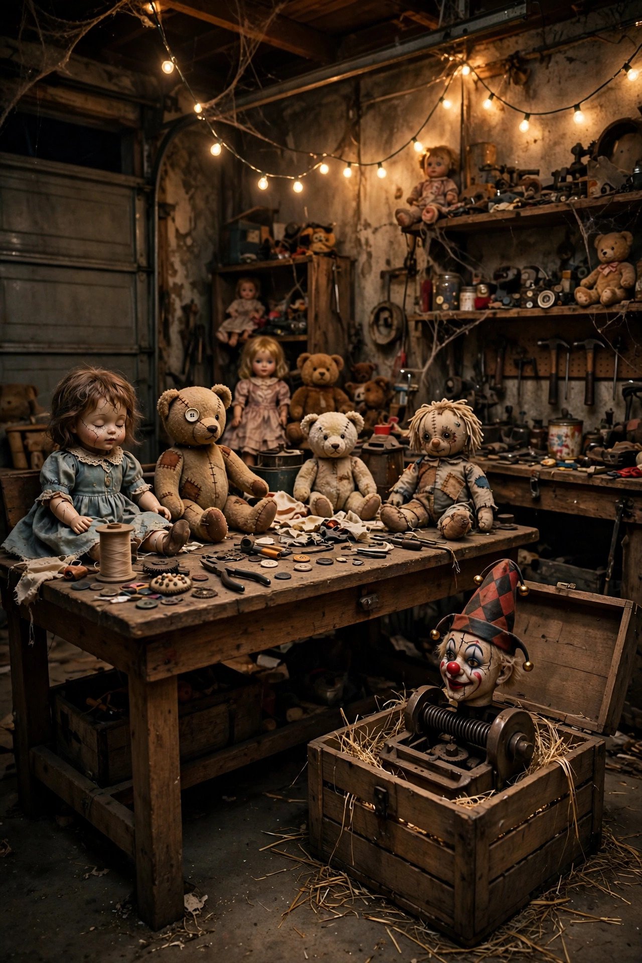Haunted Toy Workshop Garage - halloween garage decor ideas