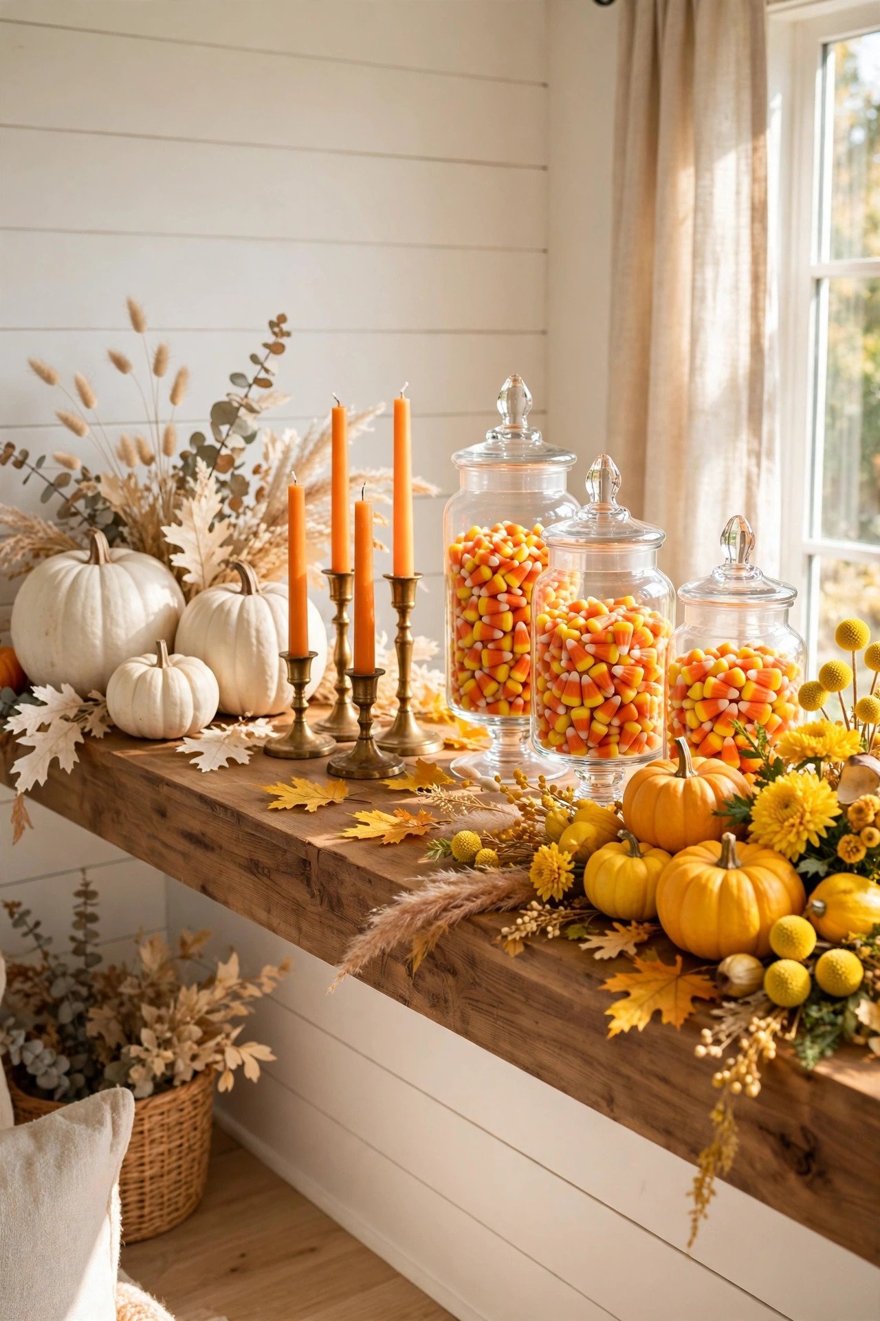 Candy Corn Color Story - halloween mantel decor ideas